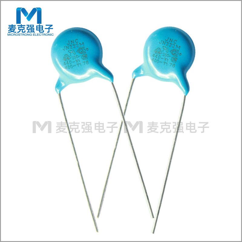 JNC安规陶瓷电容器Y1 222M 400VAC 脚距P=10mm 2.2nF 2200pF 20%