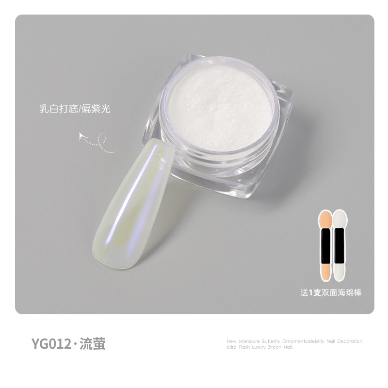 Internet celebridad estilo brillante plata espejo mágico polvo desgaste pieza de uñas decoración Hada luz de la luna polvo de Aurora espejo harina