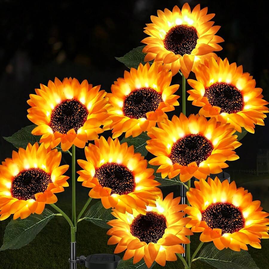 Lámpara Solar Decorativa para Jardín, con Forma de Girasol, para Exteriores, Patio, Césped, con Enchufe para el Suelo, Luz LED