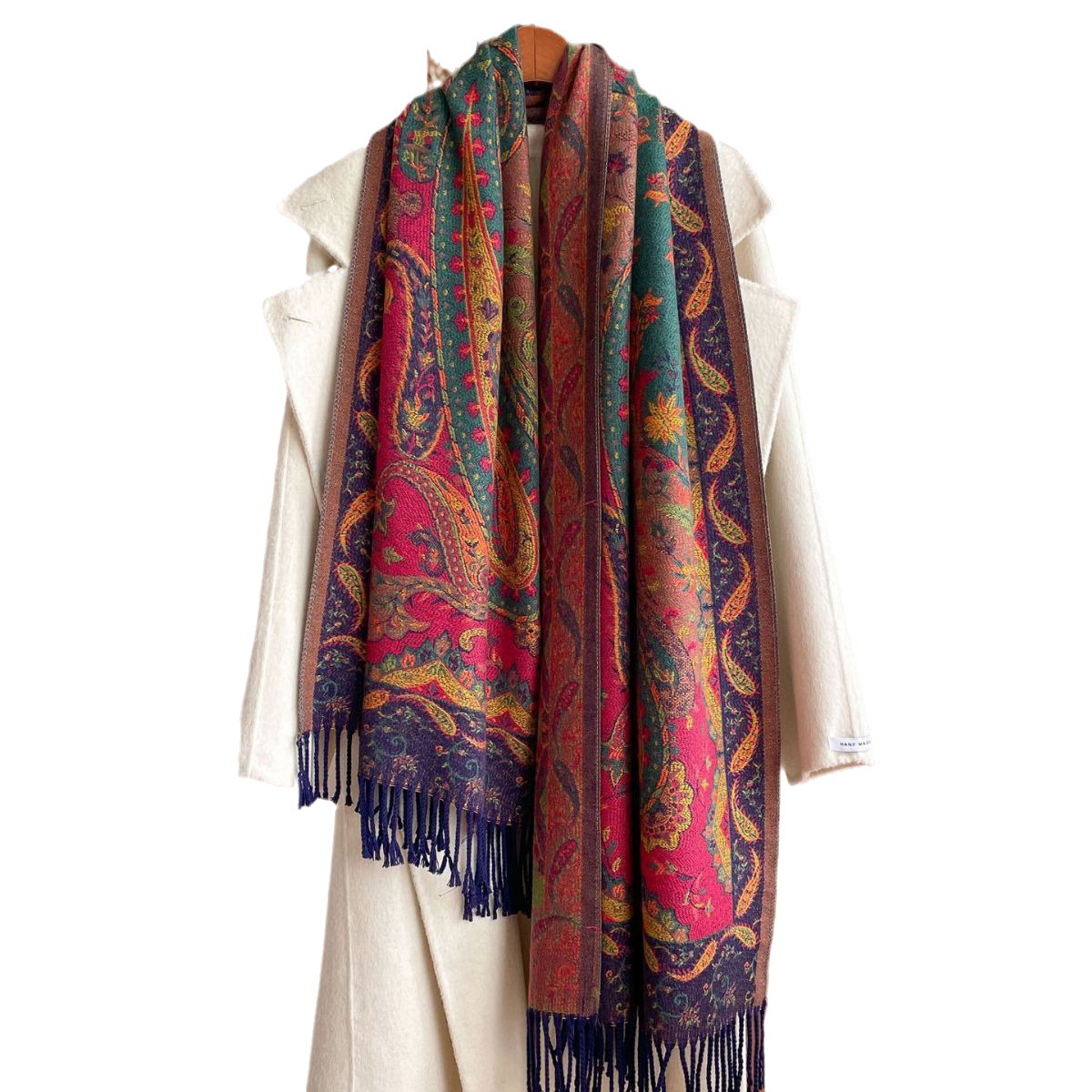 Anacardo retro Yunnan Tíbet viaje mantón estilo étnico Cachemira capa Otoño e Invierno engrosada bufanda caliente para las mujeres