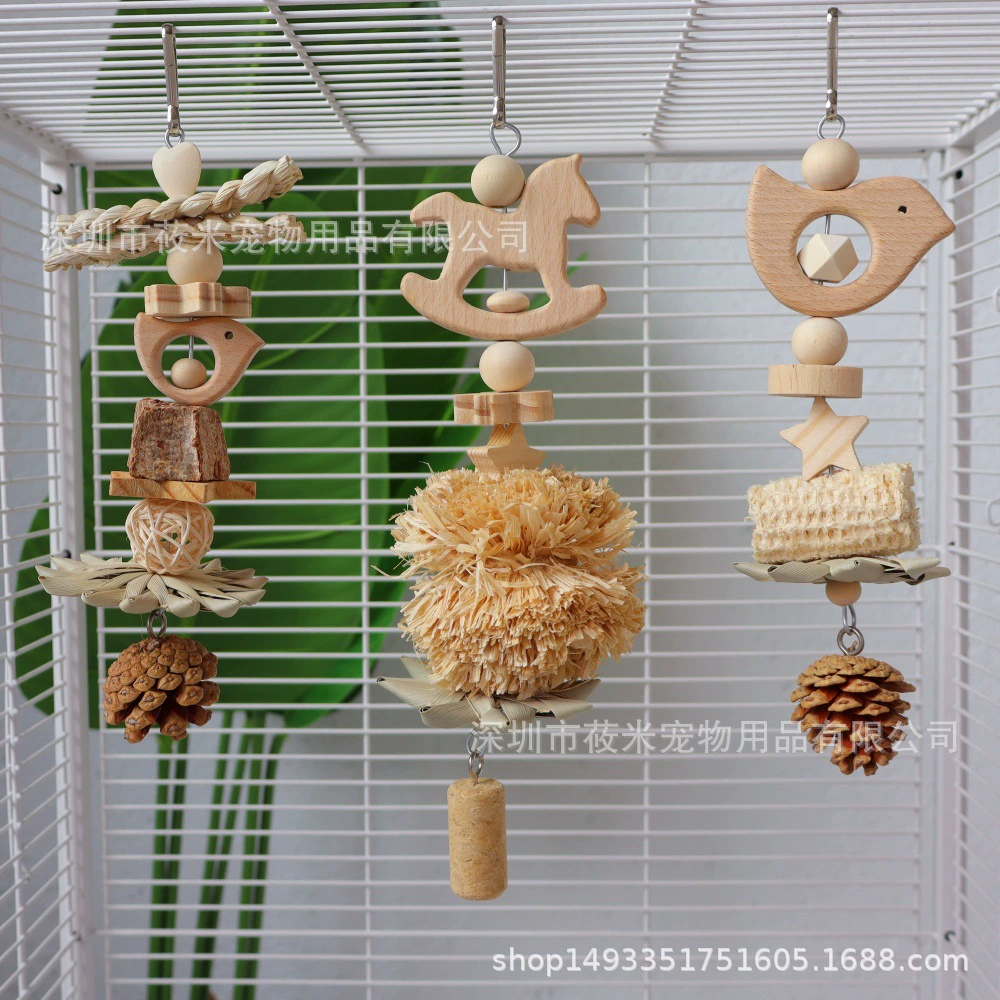 Игрушки для попугаев, игрушки для птиц, жевание для снятия скуки, шелковые шарики из кукурузных листьев, кукурузные початки, натуральные шарики из сосновых шишек, украшения клеток для птиц оптом