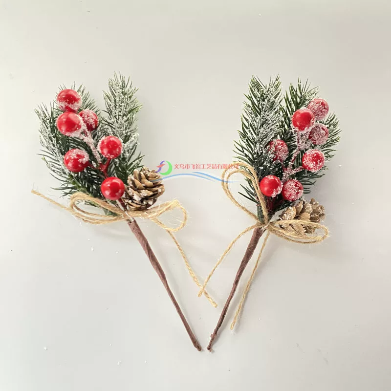 Кросс-бордер Christmas branches декор снег сосновые иголки цветы ветви украшения рождественский день моделируемое растение красный плод биты