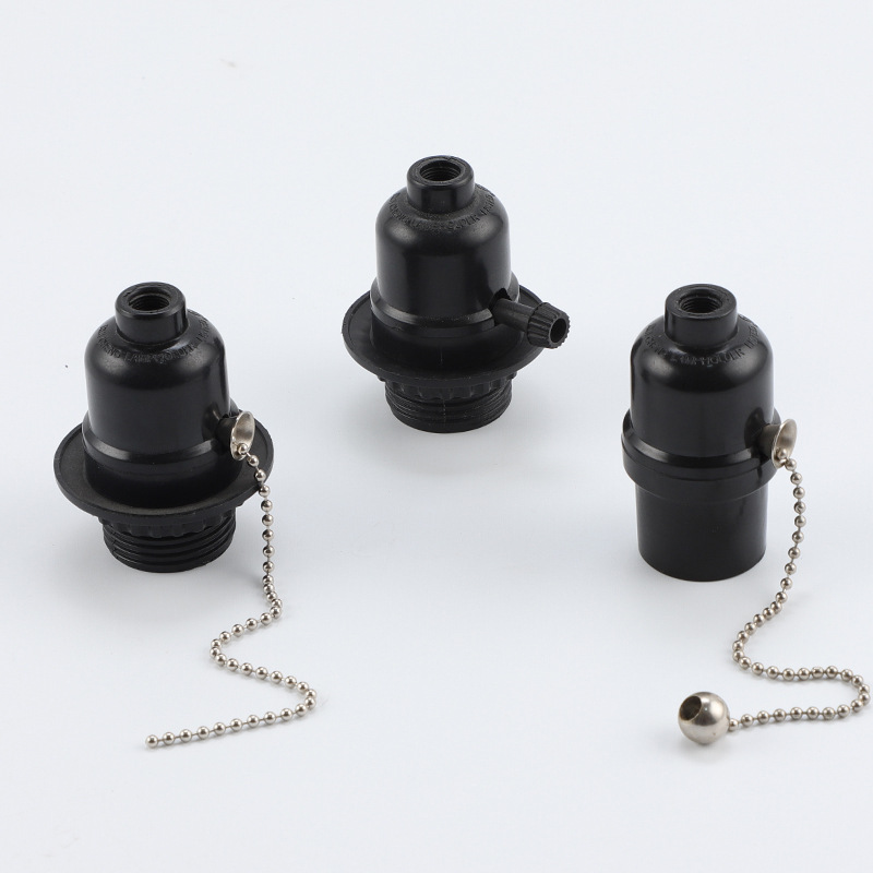 E26 cremallera interruptor baquelita soporte de la lámpara perilla anillo exterior con interruptor soporte de la lámpara E26 baquelita autobloqueo cuerpo de luz titular de la lámpara