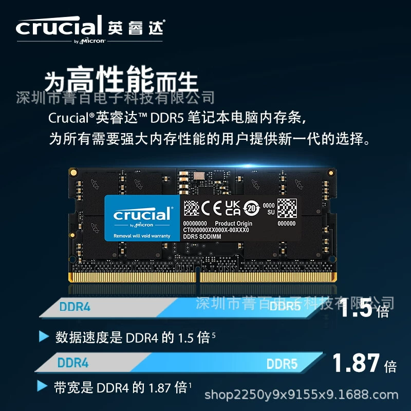 CRUCIAL Yingruida DDR5 32 ГБ частота 4800, ноутбучная оперативная память, одноканальная