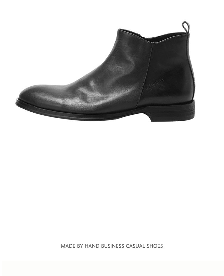 Scarpe in pelle casual da lavoro alte in pelle Stivali retrò neri Stivali alti alla moda tutto in uno da uomo britannici_voghion.com