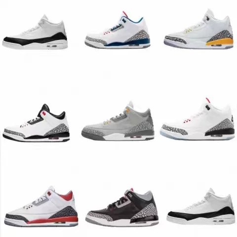 Баскетбольные кроссовки Purehara AJ3 Joe 3 Fujiwara Hao Baijiu Red Lake Man White Purple White Cephre Mi White Gray для мужчин и женщин