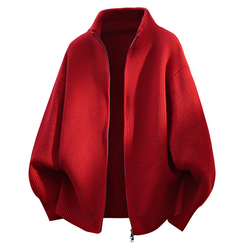 Abbigliamento da uomo Maglione con cerniera da uomo - Cardigan casual oversize (M-XXXL, nero/grigio/beige/rosso)_voghion.com