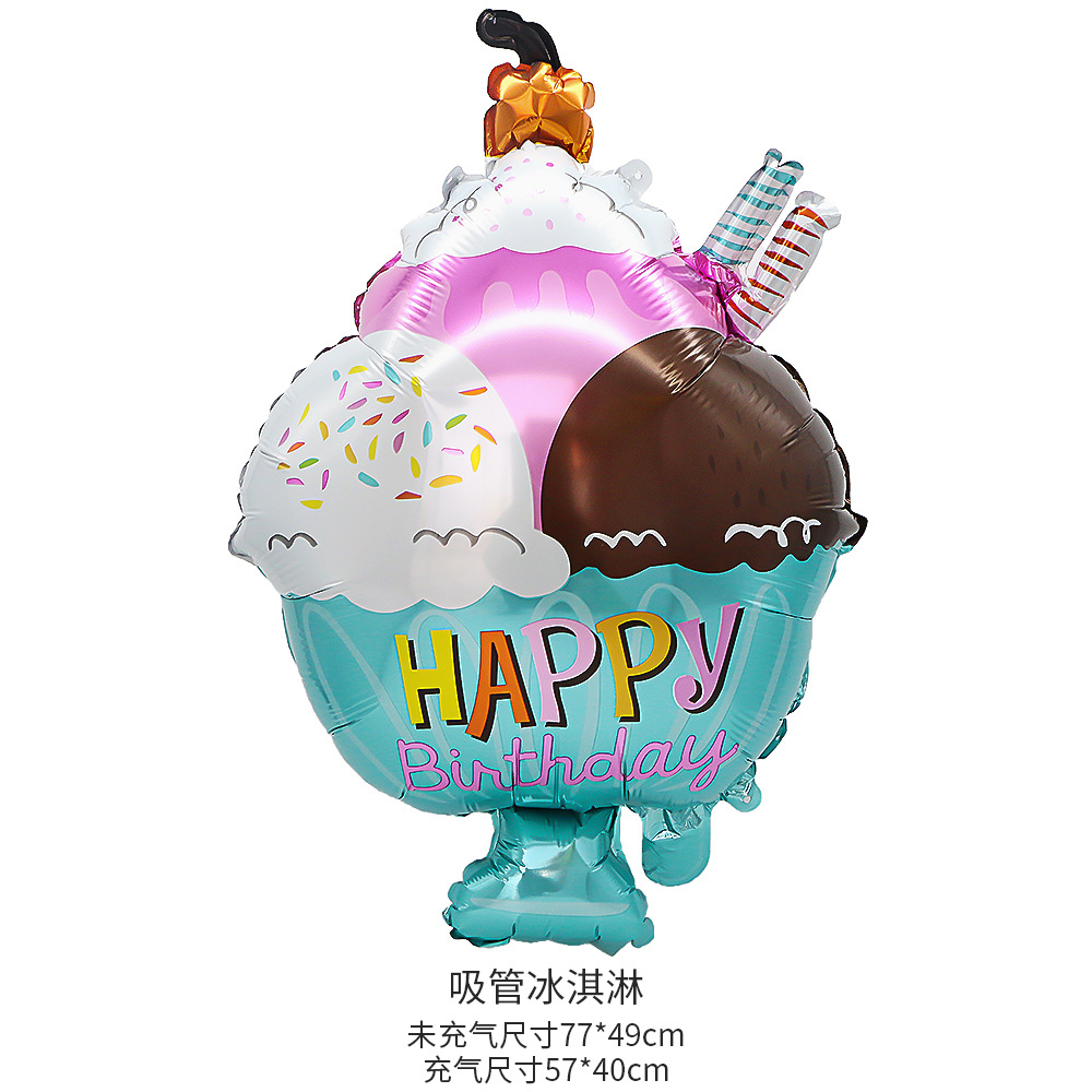 Summer Ice Cream Donut Cone Party Décor Festif Ballons En Aluminium display picture 2