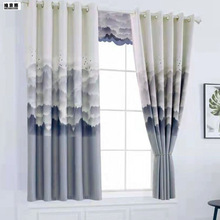 窗簾中式價處理成品短簾全遮光簡約客廳卧室隔熱布一件代發