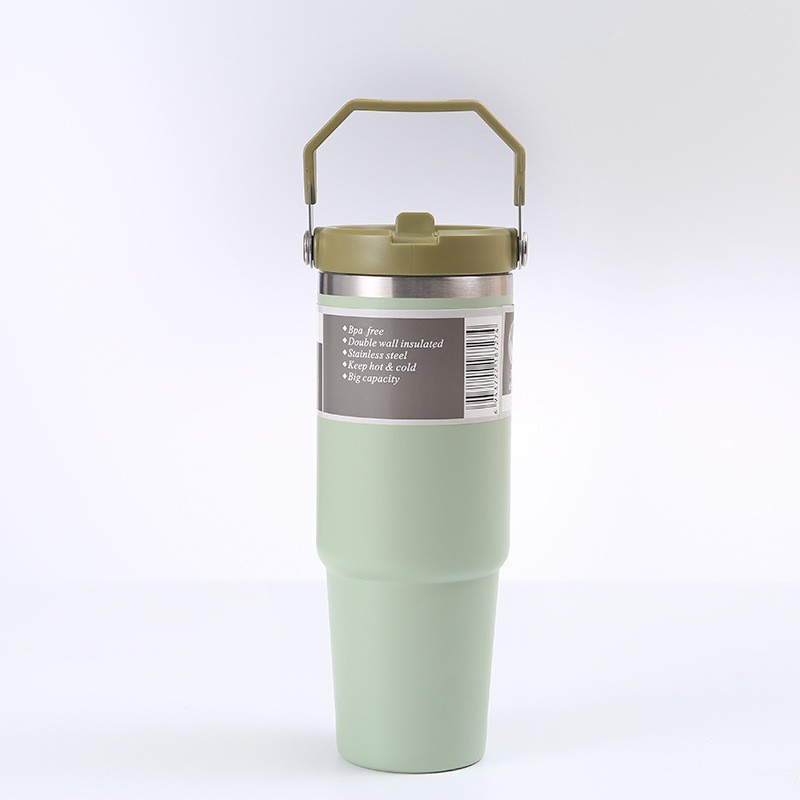 Explosión transfronteriza gradiente 30oz taza de automóvil portátil de gran capacidad con paja 304 taza de aislamiento al vacío de acero inoxidable
