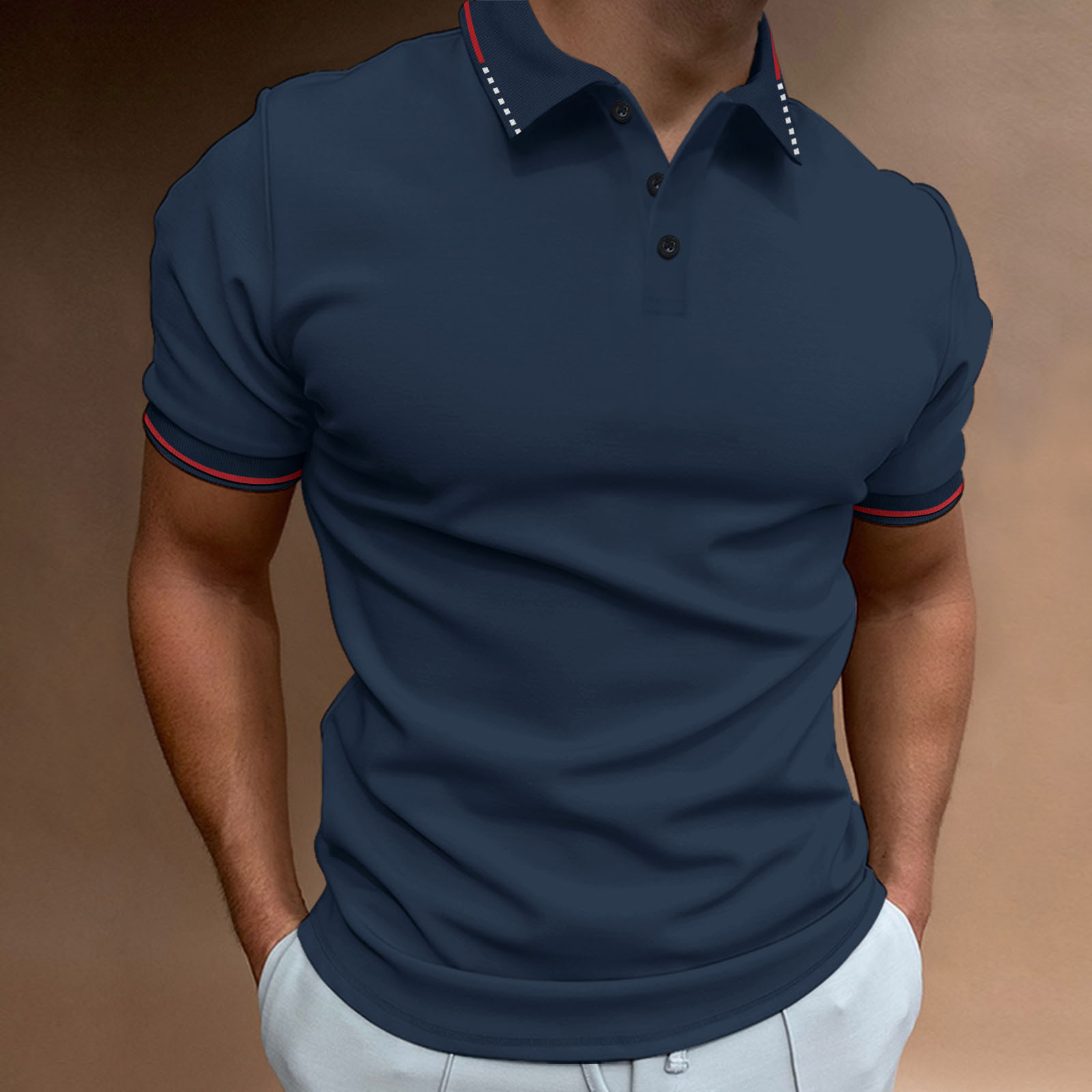 New Men's Casual Threaded Polo Shirt_voghion.com