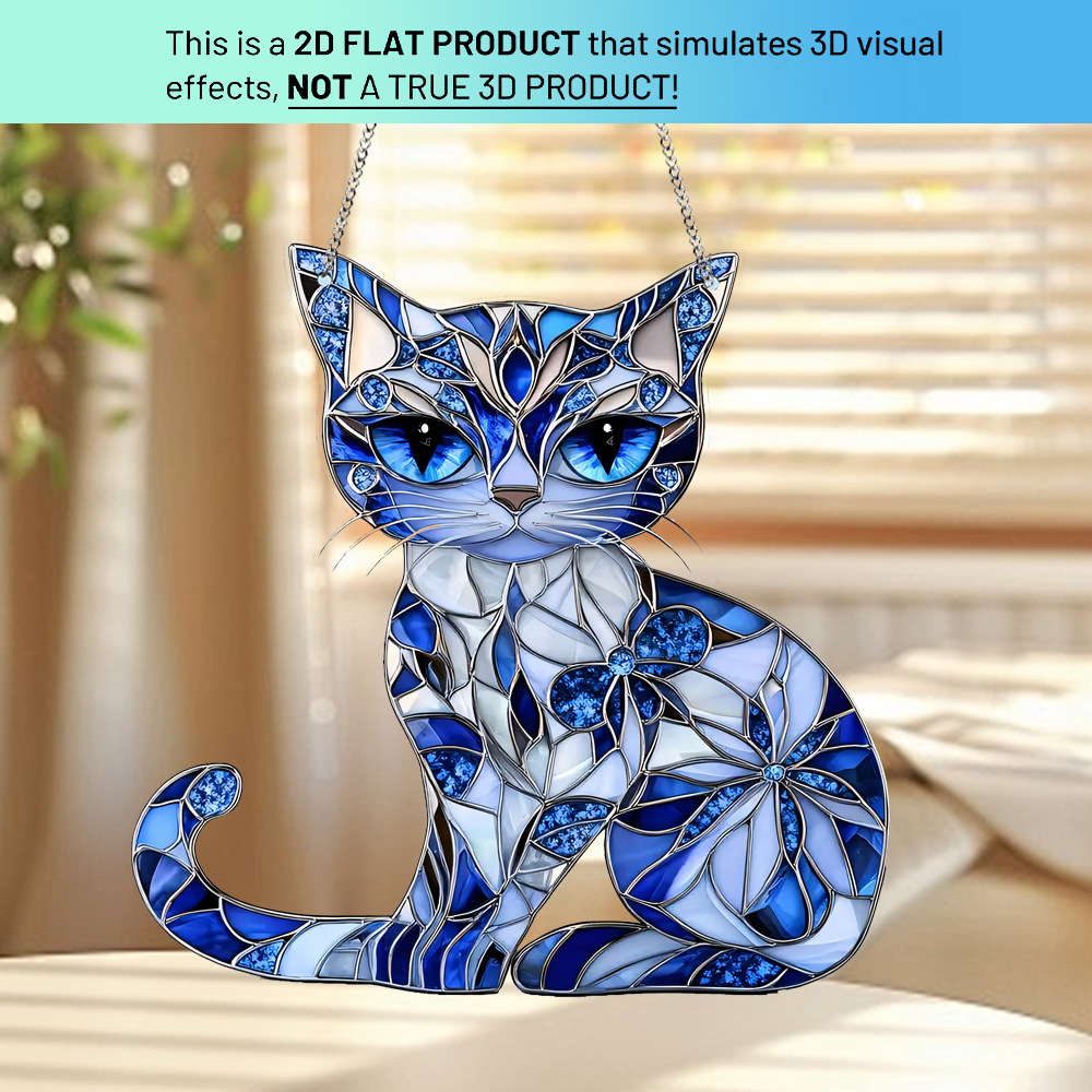Transfronterizo misterioso tres ojos gatos azules puertas y ventanas acrílicas colgantes de decoración de pared del hogar colgantes de cadena