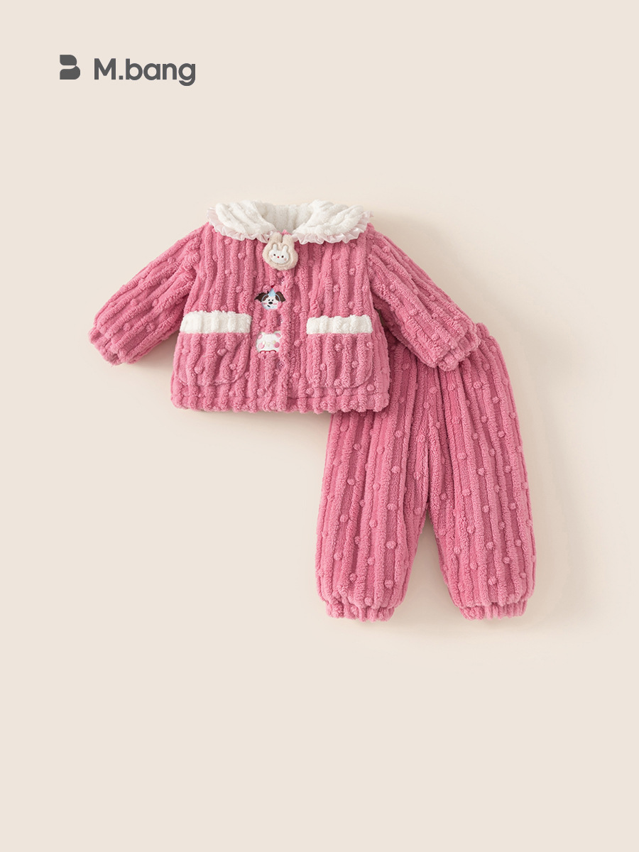 Yoobao ropa infantil 2025 nuevo pijama infantil niñas otoño invierno con un conjunto de dibujos animados de terciopelo de invierno para niñas ropa de hogar