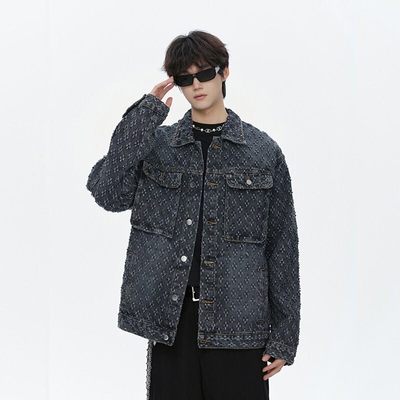 2026 Spring New Men's Fashion Tops Trendy Brand Denim Jacket Men's Jacquard Jacket Denim Coat Men's Trendy Couple's Jacket 2026 Spring New Men's Fashion Tops Trendy Brand Denim Jacket Men's Jacquard Jacket Denim Coat Men's Trendy Couple's Jacket