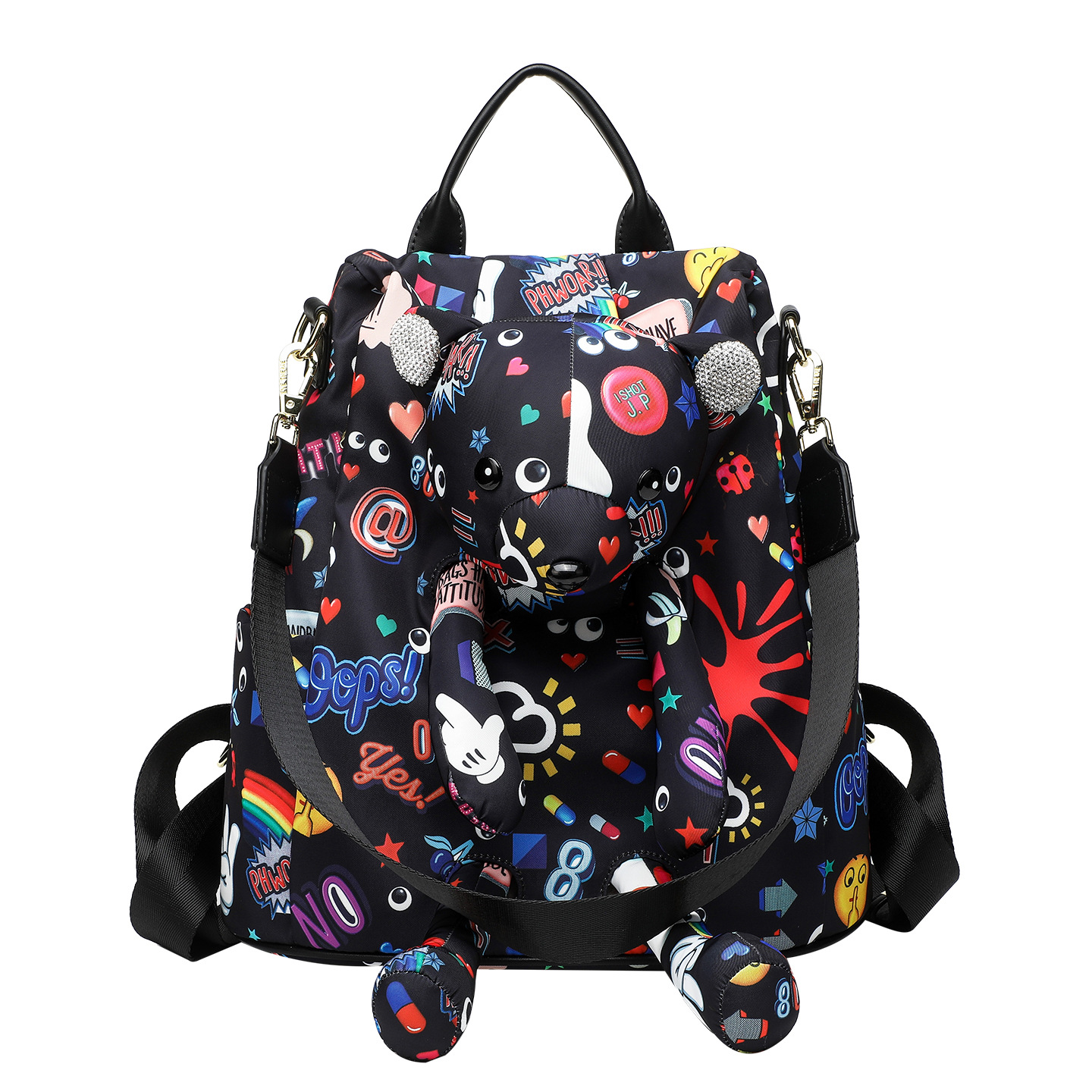Mujeres de gran capacidad de viaje bolsas personales de nylon impermeables personales oso mochila suave de moda 2885 #