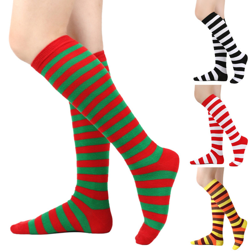 Cross-border striped Christmas socks and knee socks Thanksgiving turkey calf socks European and American lovers socks sports football mid-tube socks