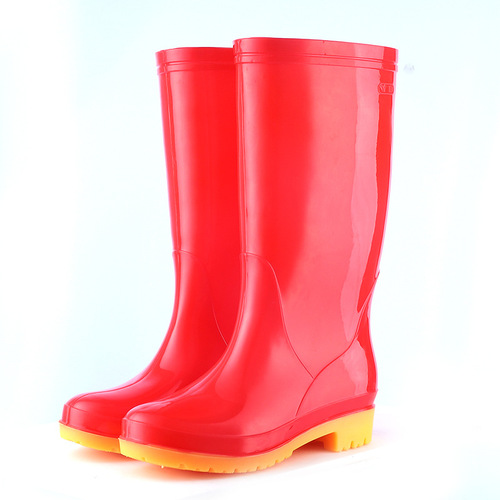 Autumn low-heeled blue women's rain boots waterproof non-slip women's rubber shoes kitchen pvc high rain boots for women