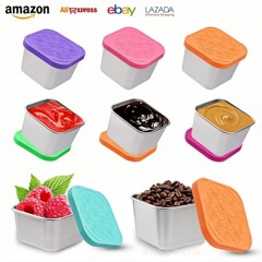 Amazon 60/180 ミリリットルステンレス鋼シリコン蓋キッチン家庭用ポータブル調味料皿漏れ防止ソースカップ蓋付き