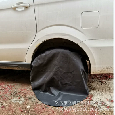 Cross-Border Ready-Made Rv Tire Covers, Anti-Puppy Pee Wheel Covers, Caravan Tire Protection Covers with Hooks (Spare wheel cover) - s-diameter-73cm-420d-black