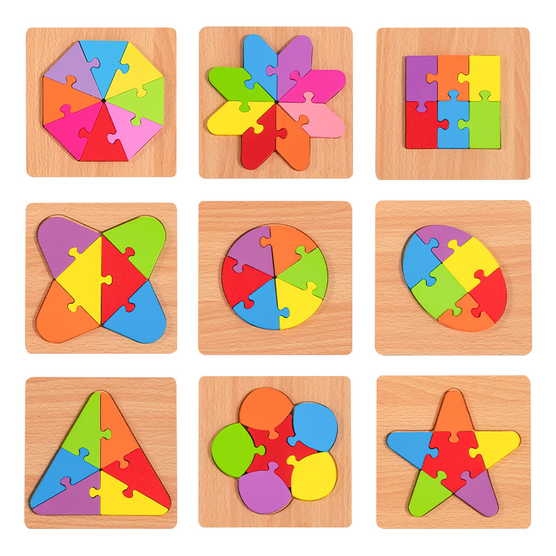 Children's early education hand grip board 1-2-3-4 years old Montessori geometric shape puzzle early education mathematics teaching aids educational toys