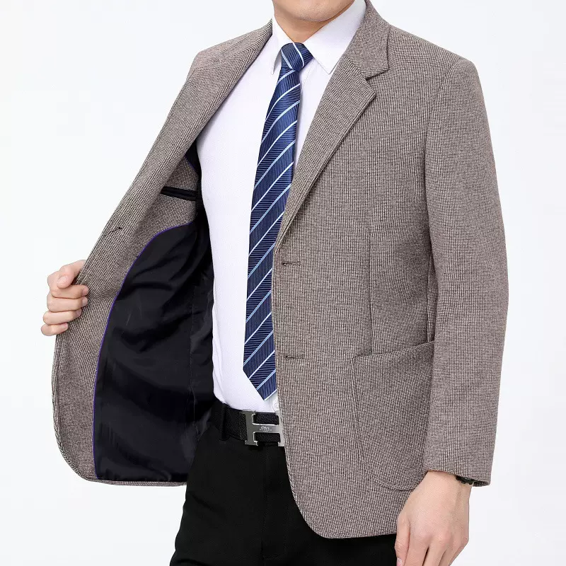 高档男士西服春秋季新款西装外套男中老年人休闲春装爸爸单西上衣