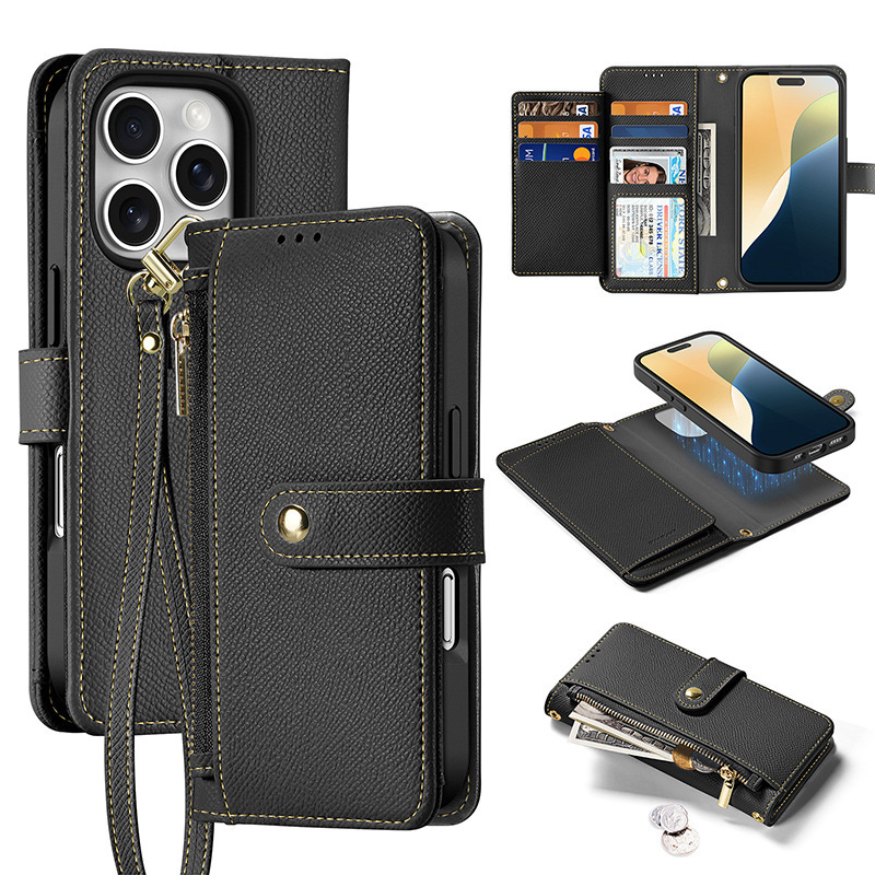 Samsung S25+ 本革磁気携帯電話ケース卸売 Apple 17Pro ツーインワン財布 16e 落下防止ケースに適しています。|undefined