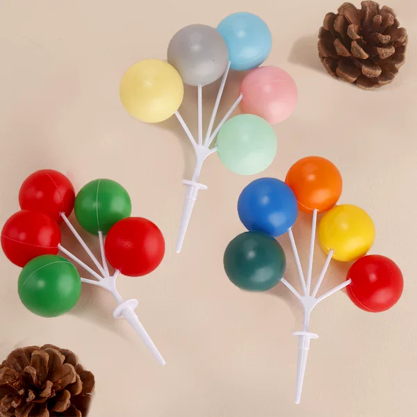Plastic Colorful Balloon Cake Plug-in Decoration INS Wind Macaron Colorful Christmas Balloon Baking Plug-in