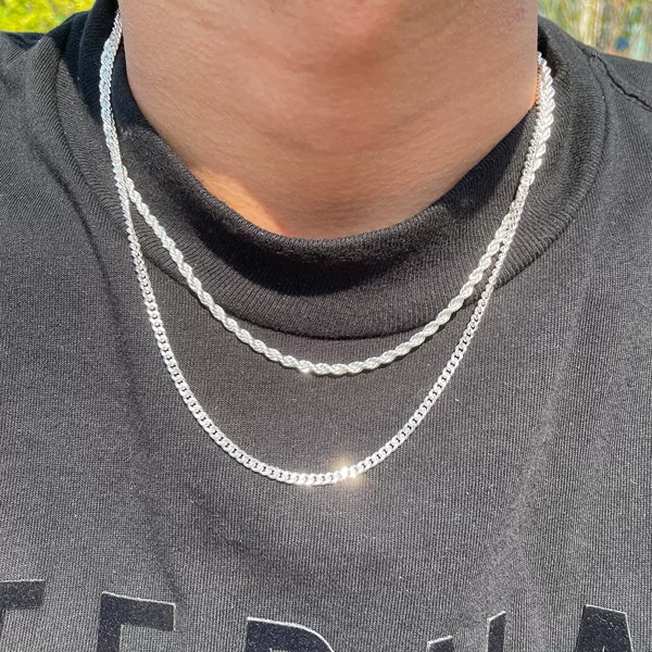 Amazon's Best-Selling Stainless Steel Twist Cuban Double-Layer Stacked Necklace Layered Non-Fading Men's Clavicle Chain Necklace