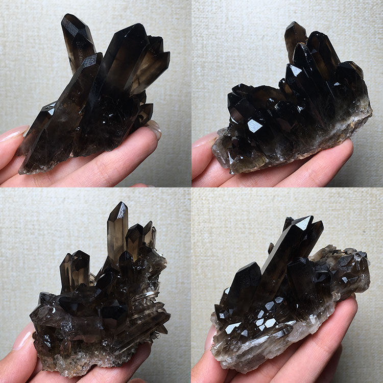 Natural Black Crystal Mini Cluster Black Tea Crystal Raw Stone Ore Specimen Small Ornaments Home Desktop Decoration Ornaments