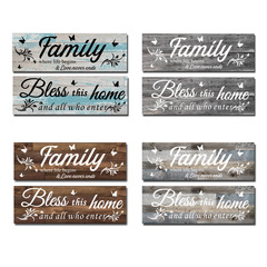 MZ190跨境Family bless this home蝴蝶立體木質牆貼家居裝飾牆貼