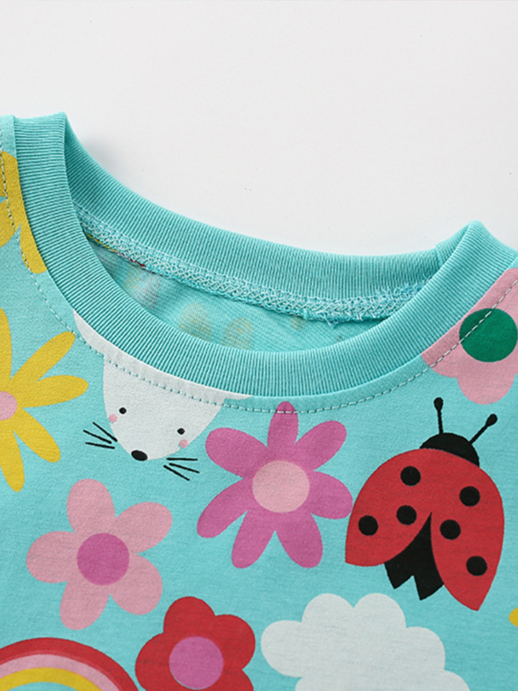 Malwee niñas falda swing top verano nuevos niños europeos y americanos casual manga corta estilo occidental niña camiseta