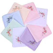 跨境纯棉苏绣手帕刺绣女帕日系全棉手绢女士茶巾手绢35cm精梳棉