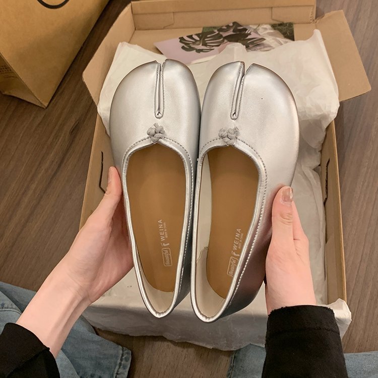 Damen Freizeitschuhe Flach Hufeisen Split-toe Bootsschuh Rot_voghion.com