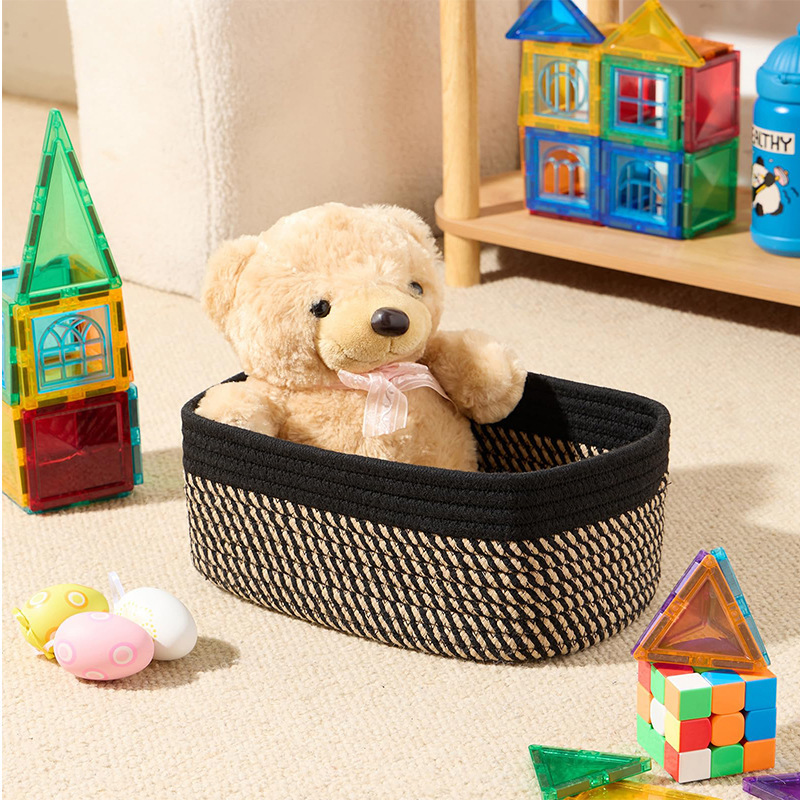 Woven Storage Basket Cross-border Source Factory Desktop Sundries Storage Basket Handmade Cotton Rope Small Basket Holiday Gift Basket Woven Storage Basket Cross-border Source Factory Desktop Sundries Storage Basket Handmade Cotton Rope Small Basket Holiday Gift Basket
