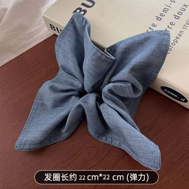 新しい中国風のスマッジスタイルスクエアスカーフヘアゴム女性用、大型ハイエンドスクエアヘッドバンドローポニーテールヘアロープヘアアクセサリー|undefined