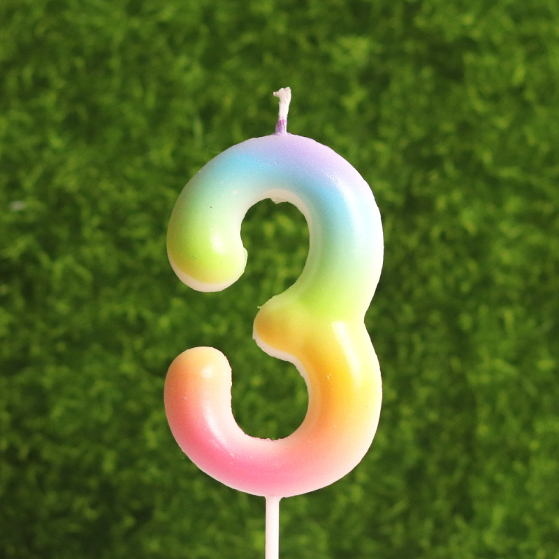 夏のグラデーションカラー虹色の誕生日キャンドル、アマゾンとAliExpress限定、クリエイティブな誕生日キャンドルの数字メーカー|undefined
