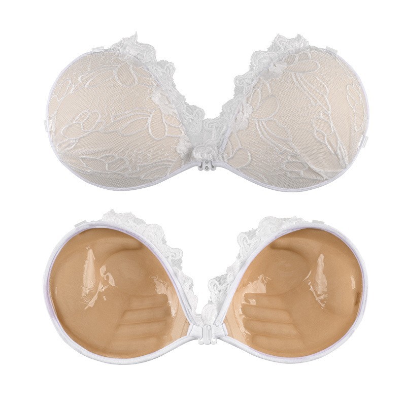 Pegatinas en el pecho vestido de novia de las mujeres con el pecho pequeño empuje hacia arriba el apoyo engrosada gran encaje nupcial foto de la boda pegatinas de mama invisible