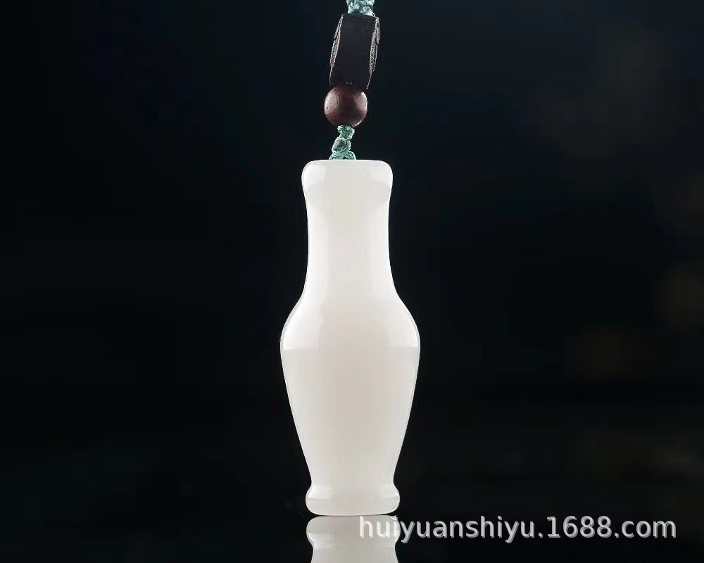 智贝详情图_39新疆金丝玉白玉水滴小花瓶吊坠玉石秤砣平安扣葫
