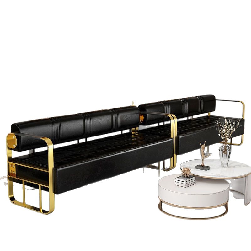 Salón de peluquería de lujo ligero especial salón de peluquería sala de estar de acero inoxidable larga silla de sofá