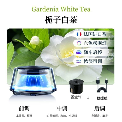 Spray Car Fragrance Spray, Car Perfume Aromatherapy - gardenia-white-tea-automatic-startstop-with-vehicle-instant-fragrance-for-the-entire-car-six-color-breathing-light