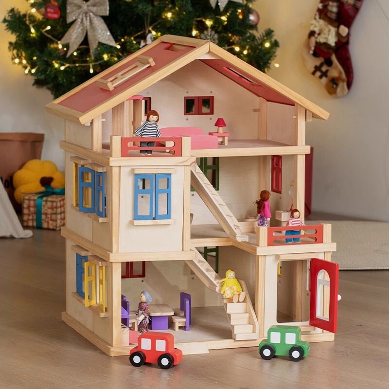 Children's Play House Doll House Three-Story House Big House Garage 3-6 Years Old Birthday Gift Artificial House Toy