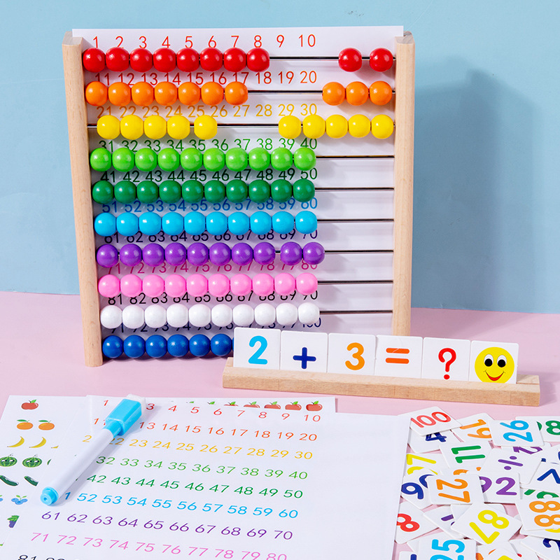 Los niños Montessori cálculo de aprendizaje aritmético marco de suma y resta contando artefacto número sentido enseñanza ayudas jardín de infantes primer grado Iluminación
