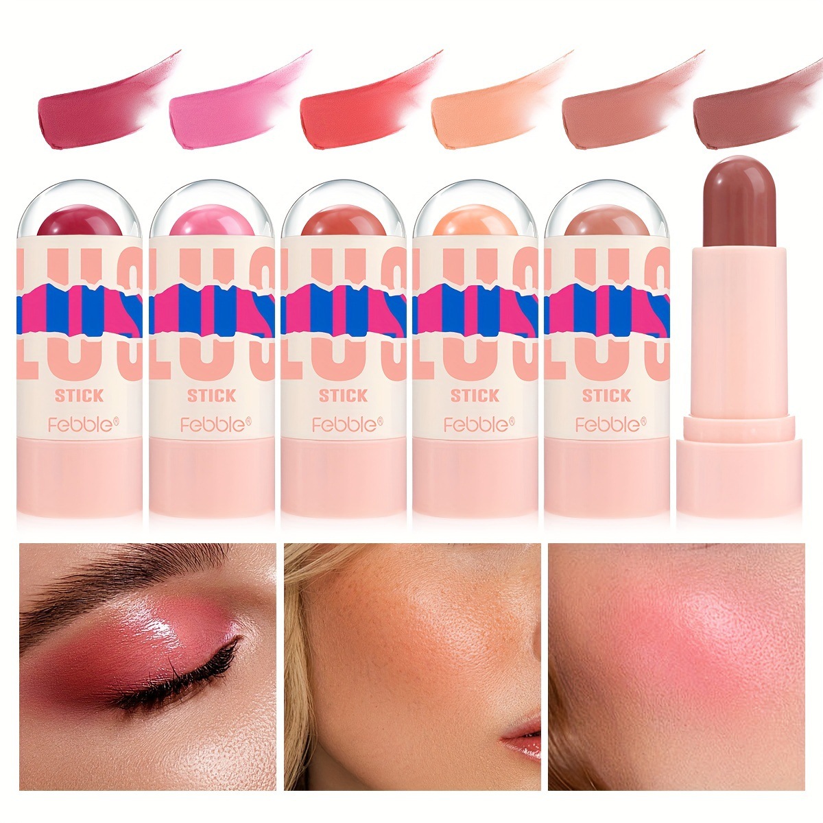 USHAS Europa y los Estados Unidos transfronterizos spot blush bar fácil de colorear natural permanente impermeable líquido blush FBC013