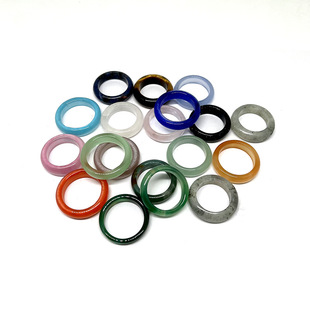 Cross-Border Popular Natural Stone Ring Agate Ring Running Ring Jade Ring Natural Stone Ring Cross-Border Live Broadcast Gift