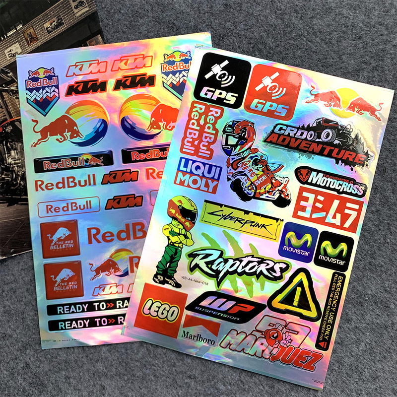 Motorcycle Sticker Electric Car Motorcycle Decal Tail Box Helmet Changed Decoration Sponsor Sticker Scratch Waterproof Sun Protection