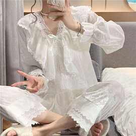 新款金丝绒睡衣女士2025春秋季长袖长裤复古公主风宽松大码家居服