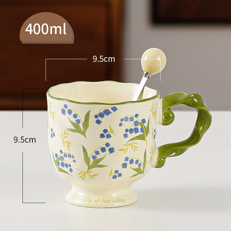 Taza de cerámica de pie alto caja de regalo para el maestro taza de mano regalo taza de marca esmaltada taza de agua de color taza de café doméstica mujer