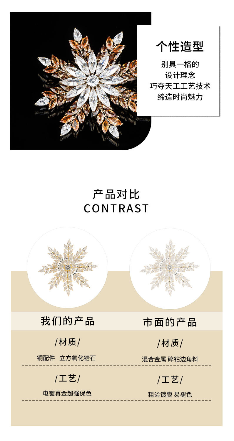时来运转雪花胸针原创设计时尚优雅个性胸花新品网红潮
