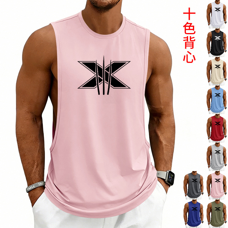 Cross-Border Amazon Men's Clothing American-Style Summer Men's Fitness Sports Breathable Wolverine X Sleeveless Vest Custom-Made