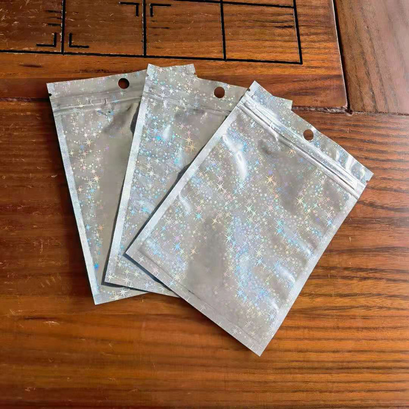星星纹镭射阴阳骨袋　礼品饰品自封袋美妆日用品半透明包装袋现货